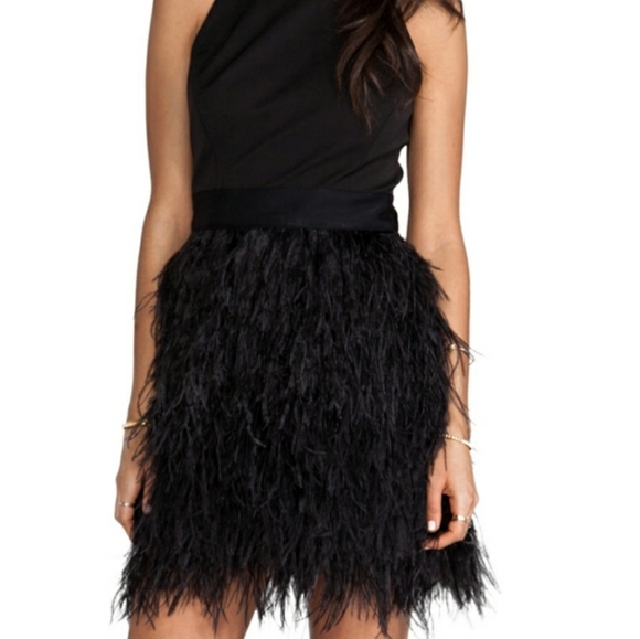 Black 12 Purple 6 8 10 14 16 ostrich feather dress - Picture 2 of 9